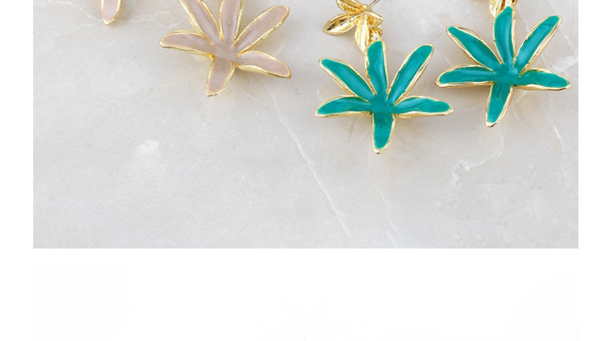 Fashion Green Drop Oil Flower Alloy Earrings,Drop Earrings