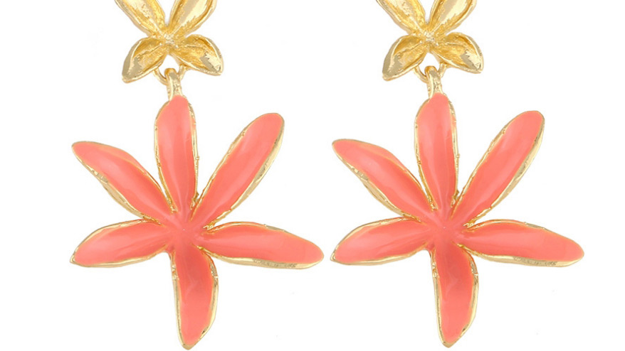 Fashion Khaki Drop Oil Flower Alloy Earrings,Drop Earrings