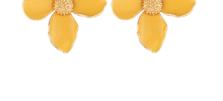 Fashion Yellow Alloy Flower Drip Earrings,Stud Earrings