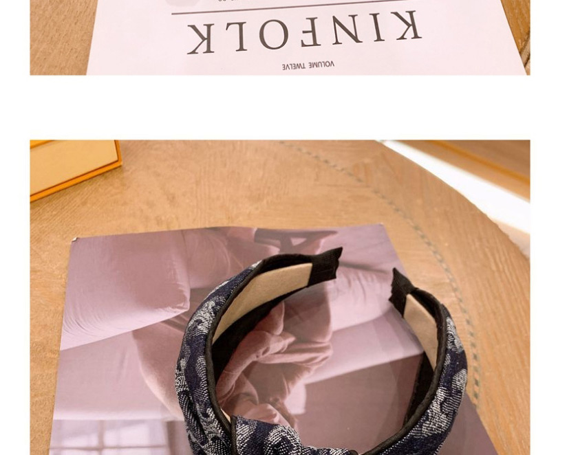 Fashion Knotted Denim Print Tie-dye Wide Version Big Bow Knotted Headband,Head Band