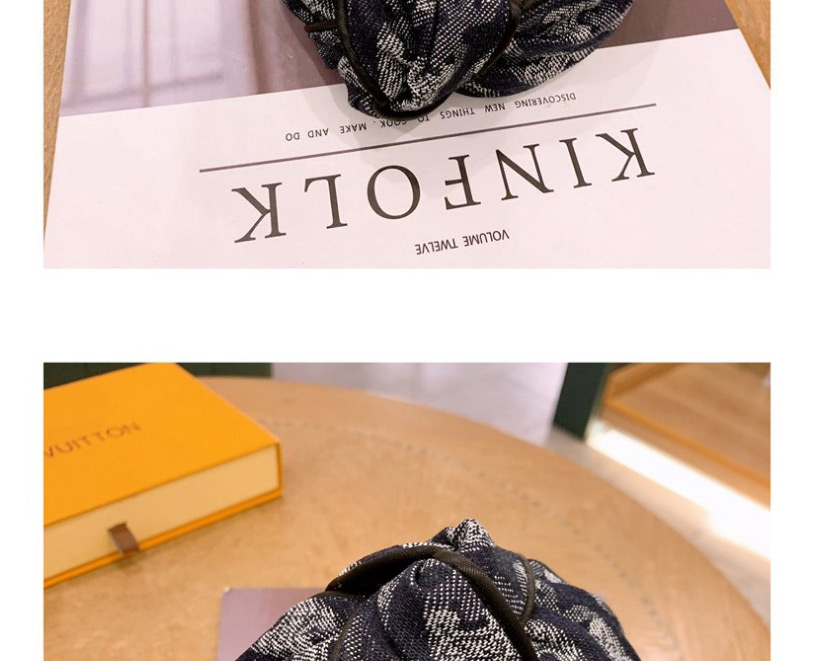 Fashion Bow Knot Denim Print Tie-dye Wide Version Big Bow Tie Headband,Head Band