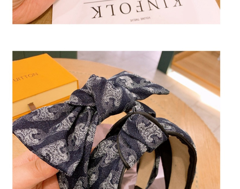 Fashion Bow Knot Denim Print Tie-dye Wide Version Big Bow Tie Headband,Head Band