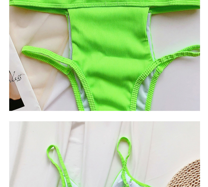 Fashion Green Solid Color Hollow Back Leaky One-piece Swimsuit,One Pieces