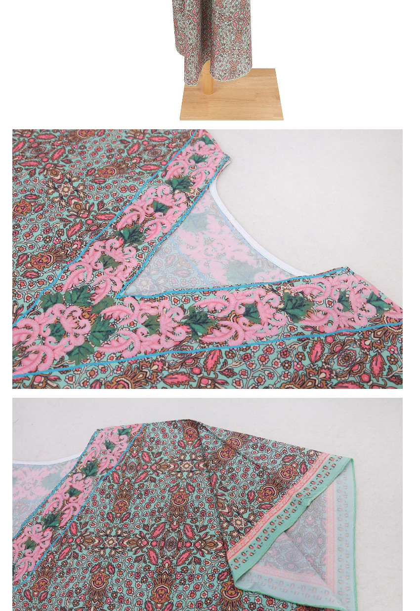 Fashion Printing Loose Print V-neck Dress Blouse,Sunscreen Shirts