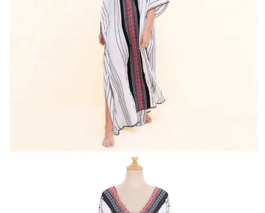 Fashion Stripe Striped Slit V-neck Swimsuit Coverall Sun Protection Suit,Sunscreen Shirts