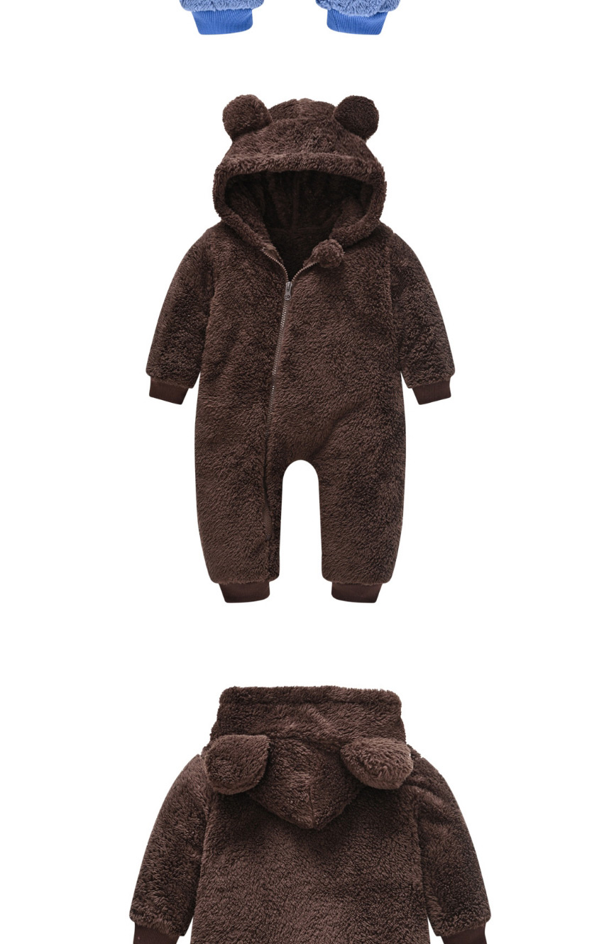 Fashion Dark Brown Cubs Ears Newborn One-piece Wool Sweater Romper,Kids Clothing