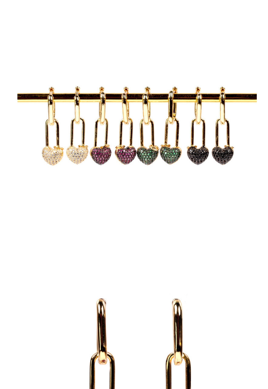 Fashion B Earrings Micro Inlaid Zircon Lock Love Key Earrings Necklace Set,Earrings