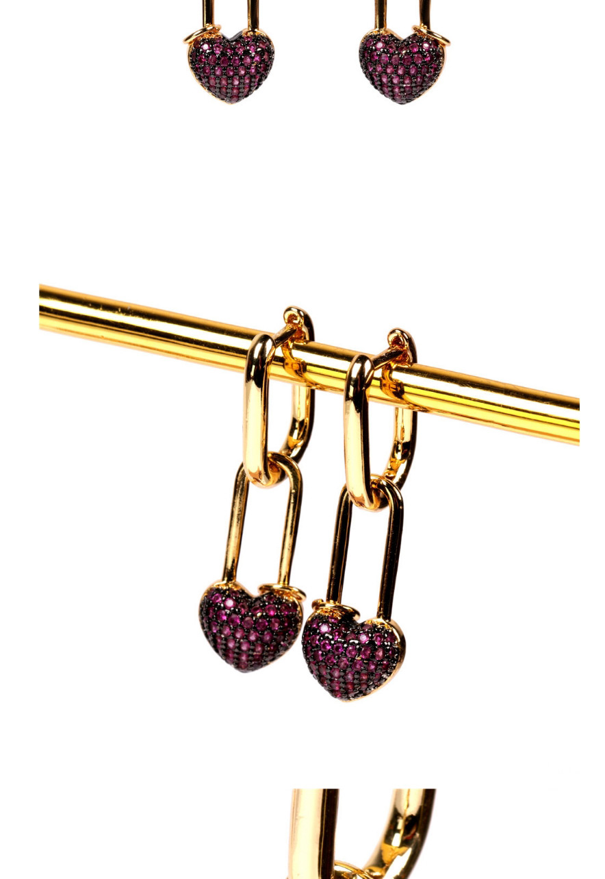 Fashion A Earrings Micro Inlaid Zircon Lock Love Key Earrings Necklace Set,Earrings