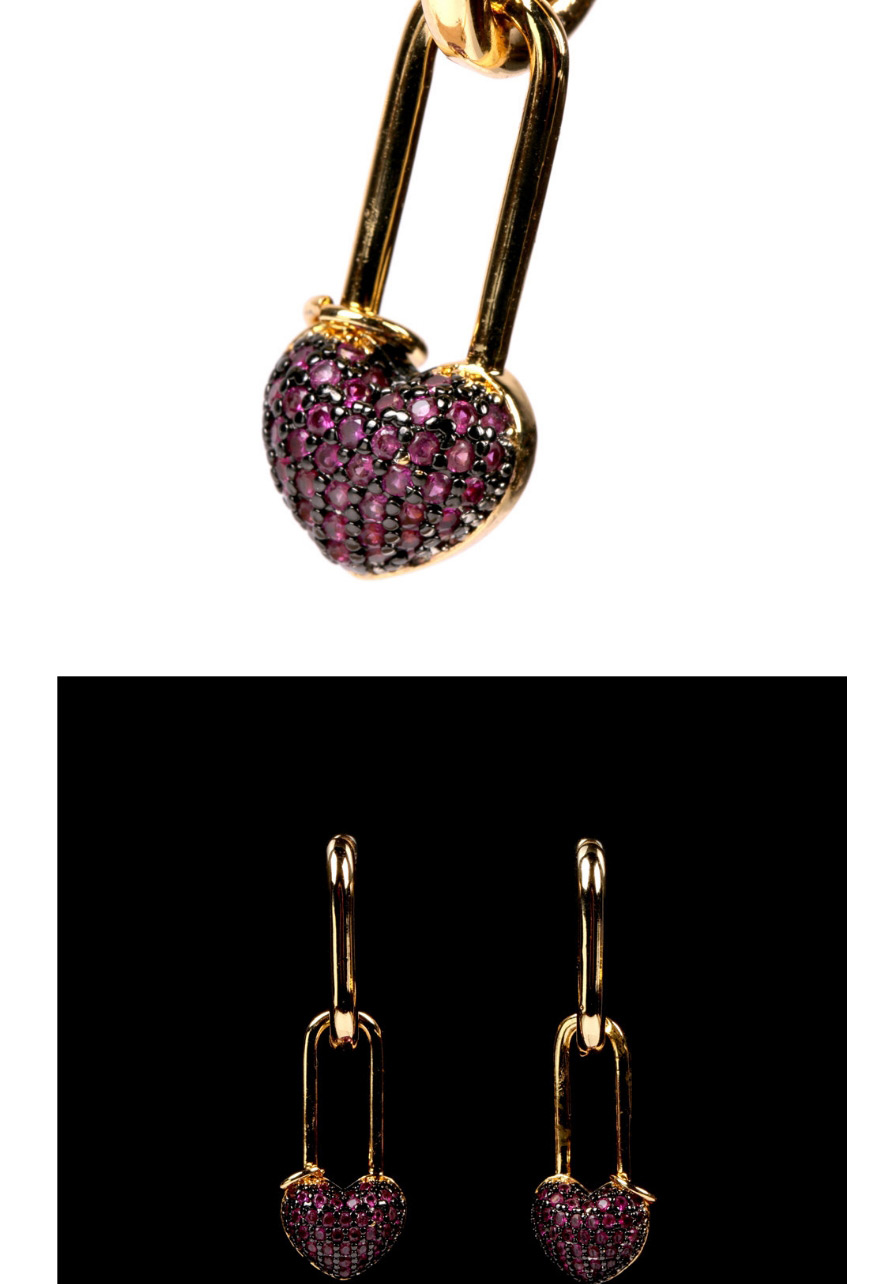 Fashion B Earrings Micro Inlaid Zircon Lock Love Key Earrings Necklace Set,Earrings