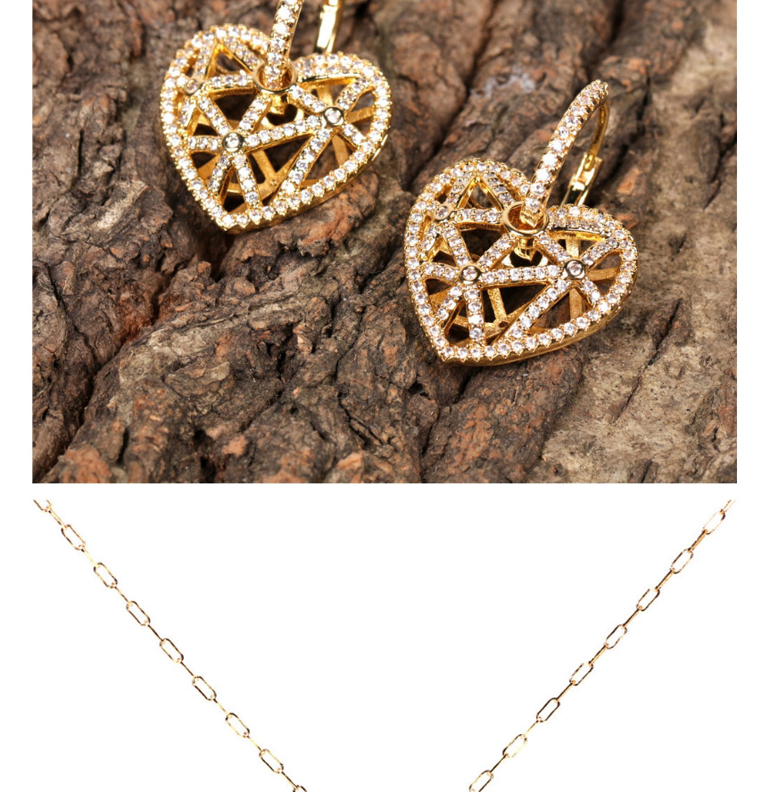Fashion B Earrings Hollow Crystal Diamond Love Necklace Earrings Set,Earrings