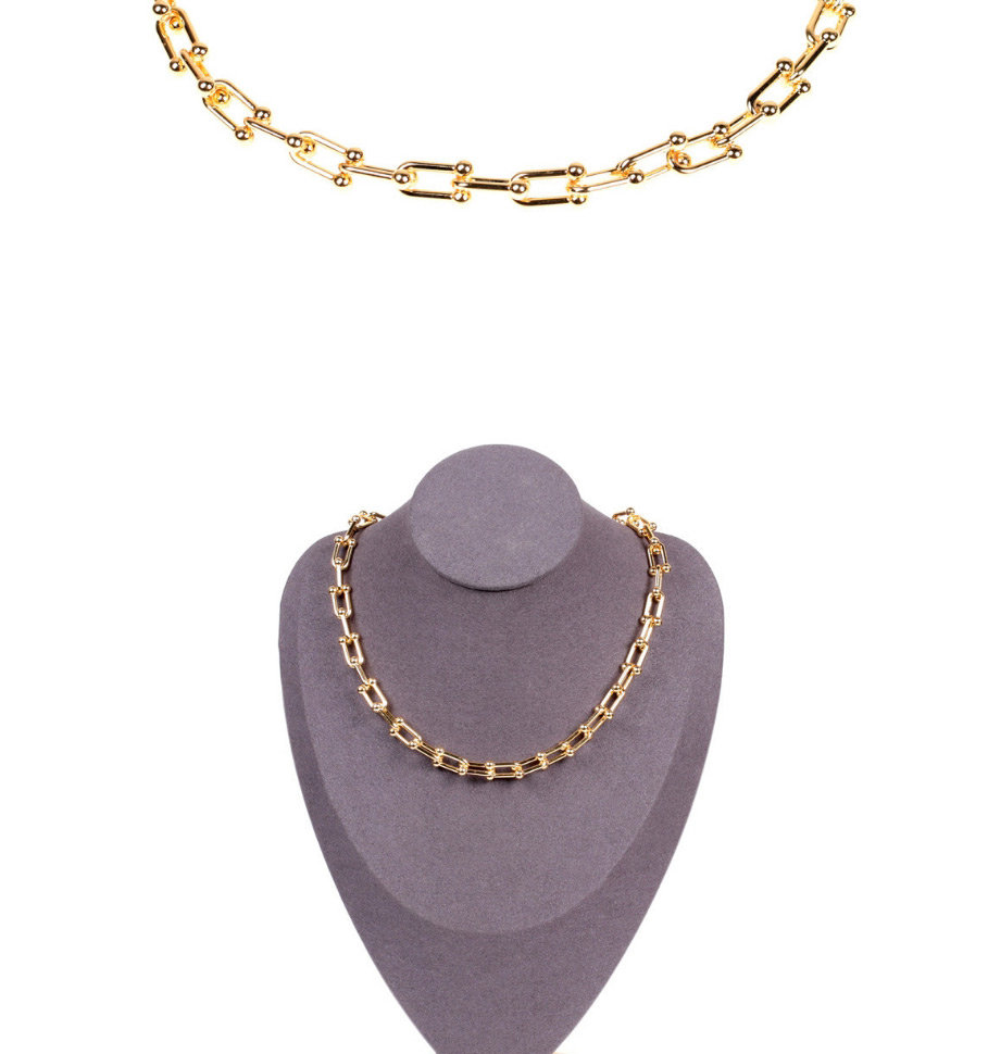 Fashion White Gold Bracelet U-shaped Stitching Thick Chain Necklace Bracelet Earrings,Bracelets