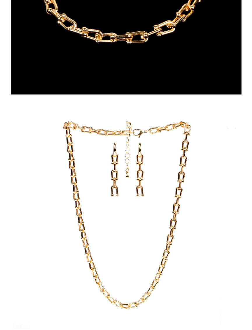 Fashion Earring U-shaped Chain Smooth Thick Chain Copper Plating Necklace Bracelet Earrings,Earrings