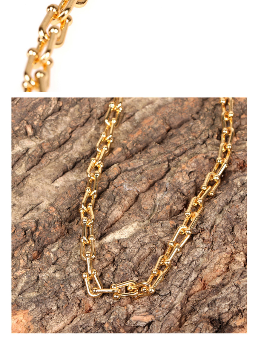 Fashion Bracelet U-shaped Chain Smooth Thick Chain Copper Plating Necklace Bracelet Earrings,Bracelets