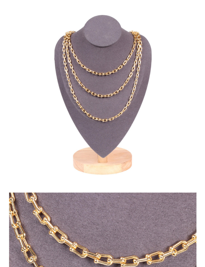 Fashion Necklace U-shaped Chain Smooth Thick Chain Copper Plating Necklace Bracelet Earrings,Necklaces