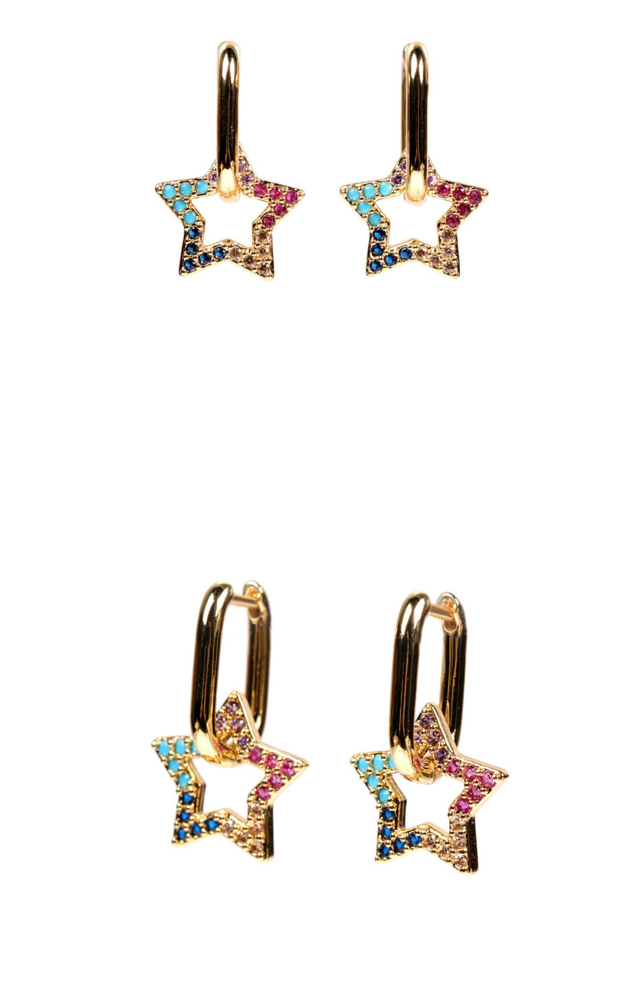 Fashion C Earrings Pentagram Inlaid Zircon Geometric Necklace Earrings,Earrings