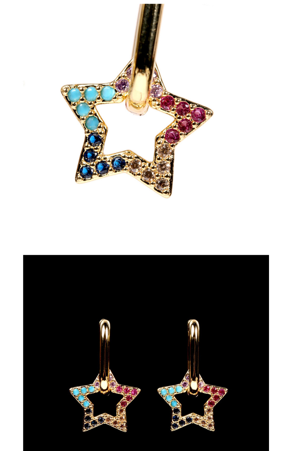 Fashion C Earrings Pentagram Inlaid Zircon Geometric Necklace Earrings,Earrings