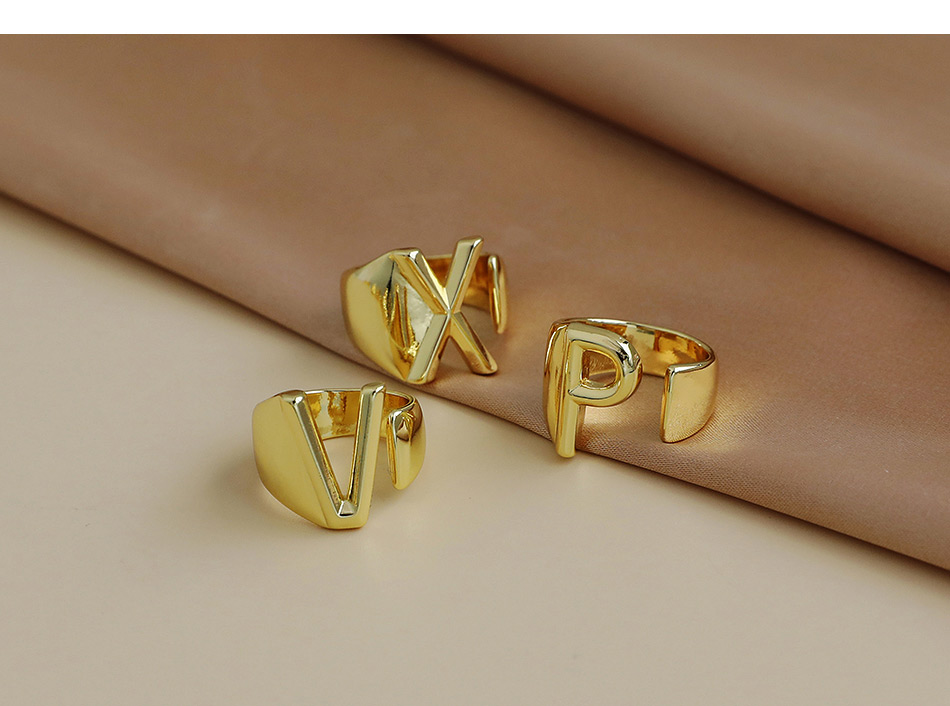 Fashion V 26 Letters Open Ring In Copper,Rings