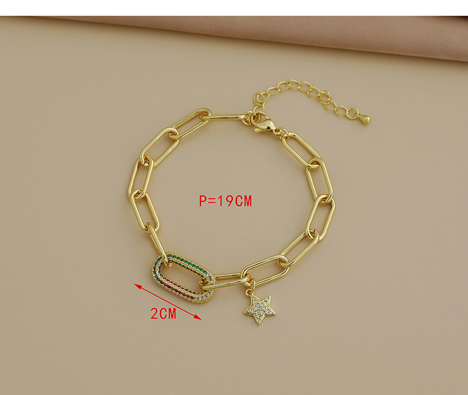 Fashion Golden Copper Inlaid Zircon Geometric Bracelet,Bracelets