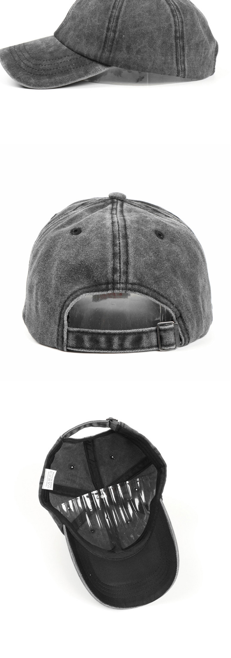 Fashion Black Washed Distressed Denim Soft Top And Curved Brim Cap,Baseball Caps
