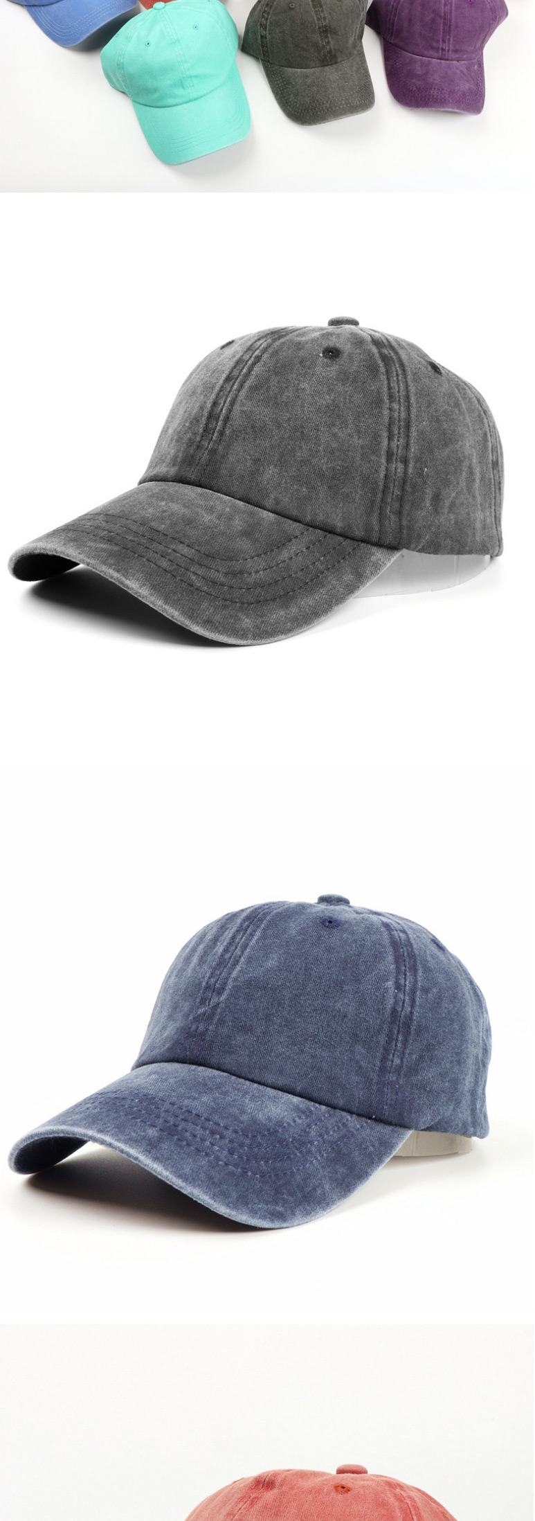 Fashion Ginger Washed Distressed Denim Soft Top And Curved Brim Cap,Baseball Caps