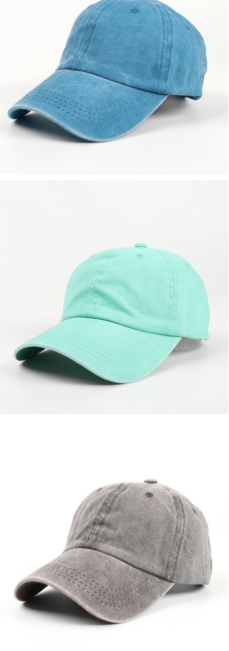 Fashion Dark Green Washed Distressed Denim Soft Top Curved Brim Cap,Baseball Caps