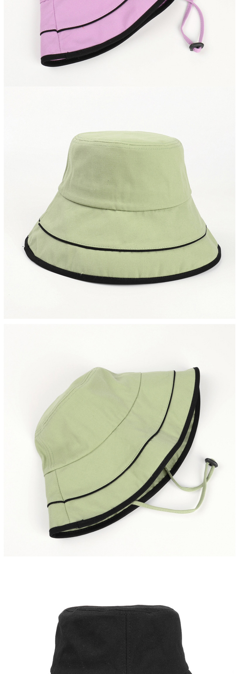 Fashion Khaki (with Windproof Rope) Folded Double Layer Stitching Contrast Color Fisherman Hat,Sun Hats