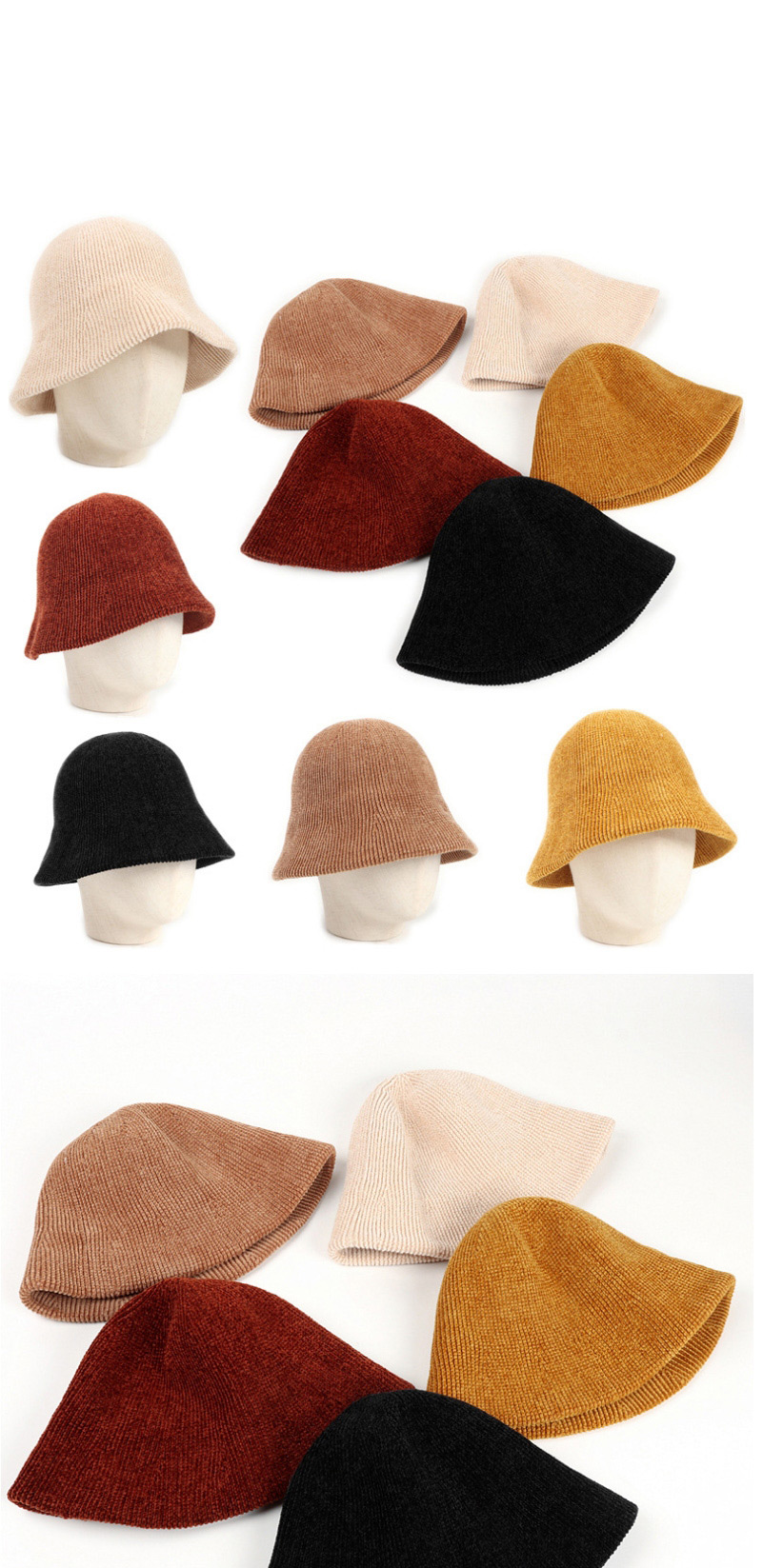 Fashion Turmeric Corduroy Dome Knitted Fisherman Hat,Sun Hats