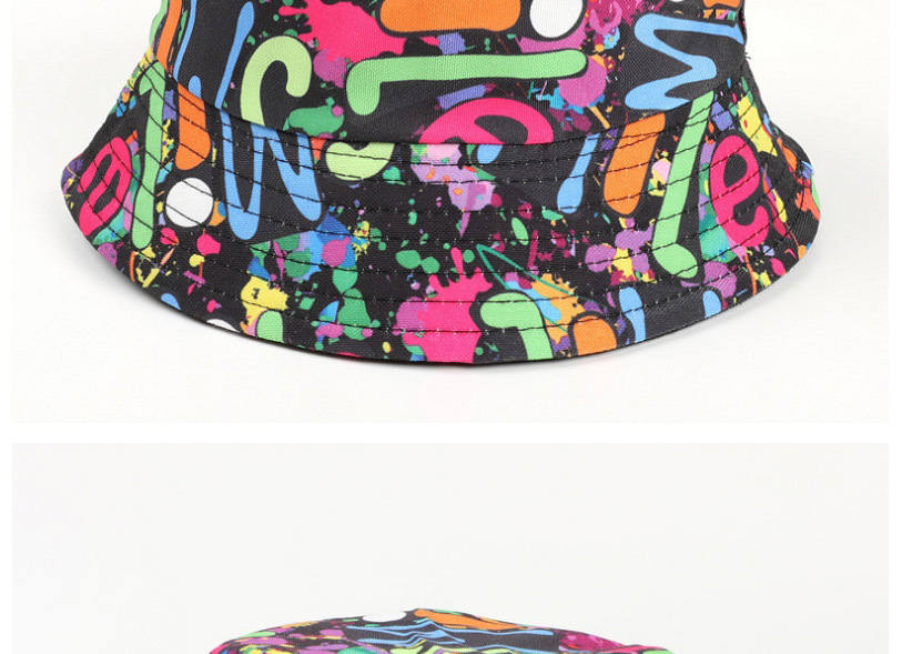 Fashion Color Graffiti Color Double-sided Printing Fisherman Hat,Sun Hats