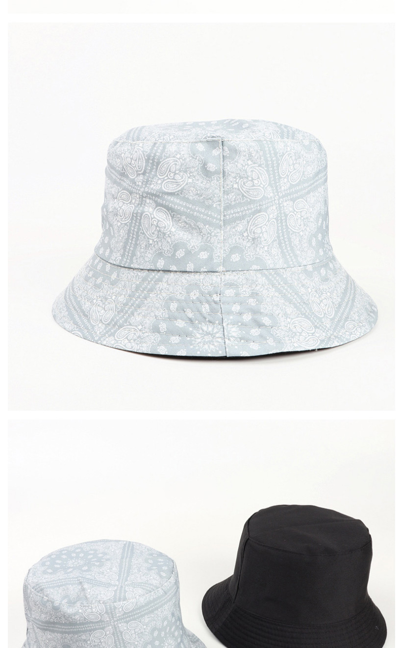 Fashion Gray Double-sided Cashew Print Fisherman Hat,Sun Hats