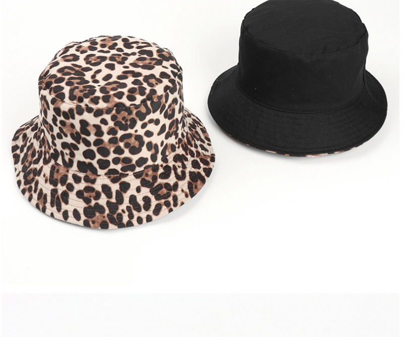 Fashion Camel Suede Leopard Print Double-sided Fisherman Hat,Sun Hats
