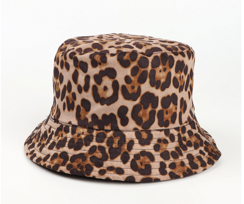 Fashion Coffee Suede Leopard Print Double-sided Fisherman Hat,Sun Hats