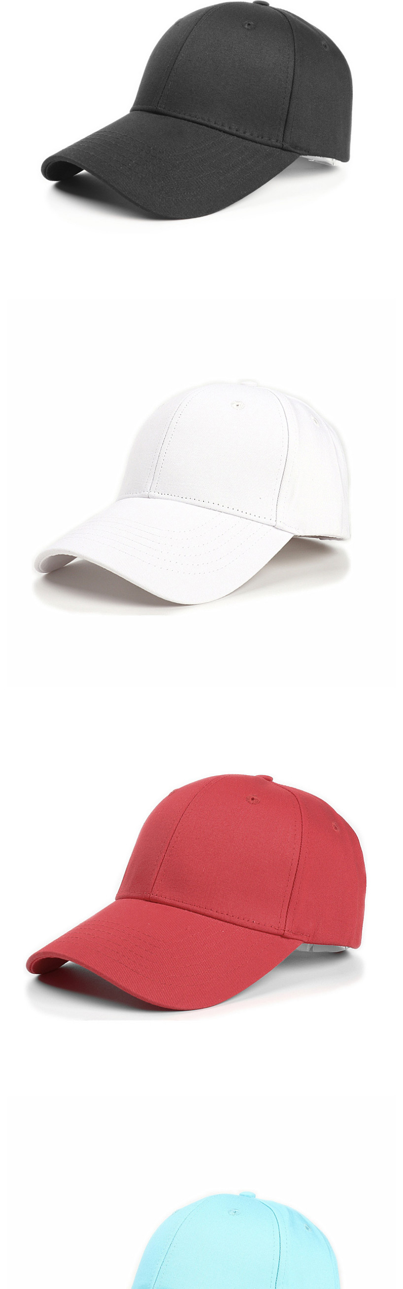 Fashion White Cotton Hard Top And Long Brim Baseball Cap,Baseball Caps