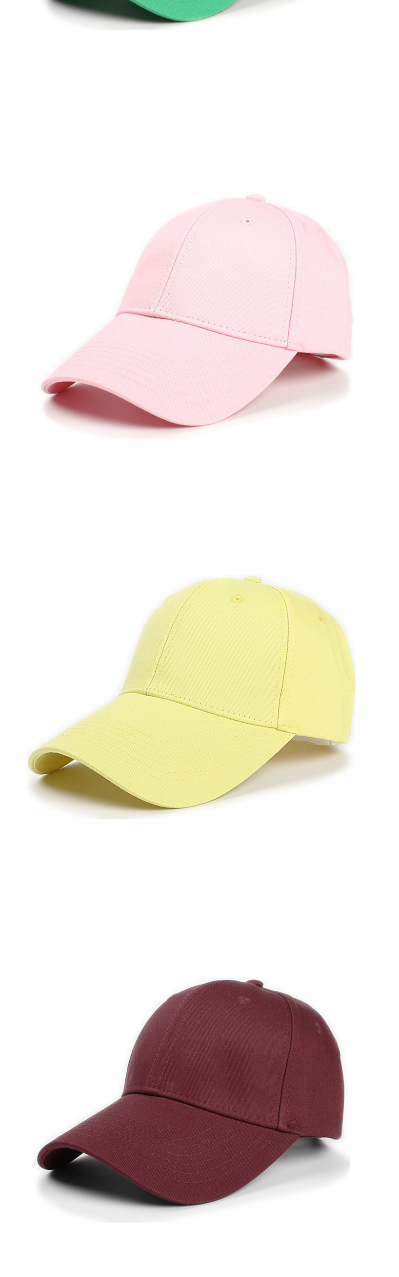 Fashion Yellow Cotton Hard Top And Long Brim Baseball Cap,Baseball Caps