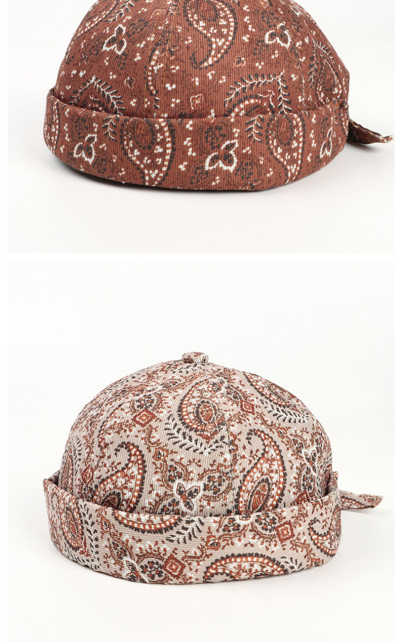 Fashion Khaki Cashew Printed Borderless Landlord Hat,Beanies&Others