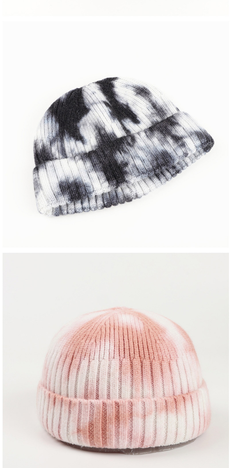 Fashion Pink Tie-dyed Mohair Curled Knitted Beanie,Knitting Wool Hats