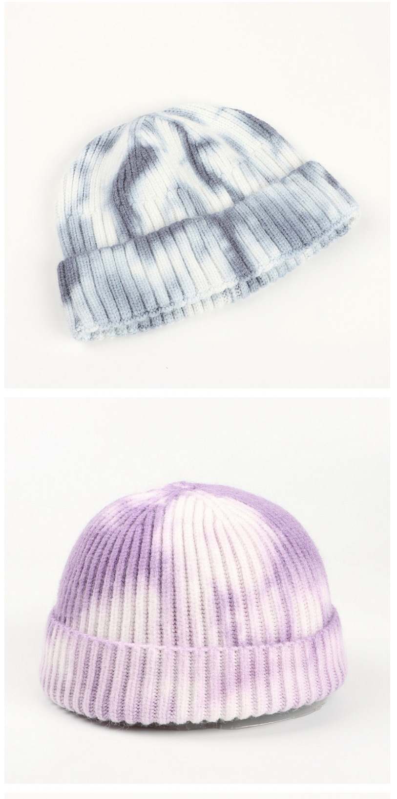 Fashion Purple Tie-dyed Mohair Curled Knitted Beanie Hat,Knitting Wool Hats