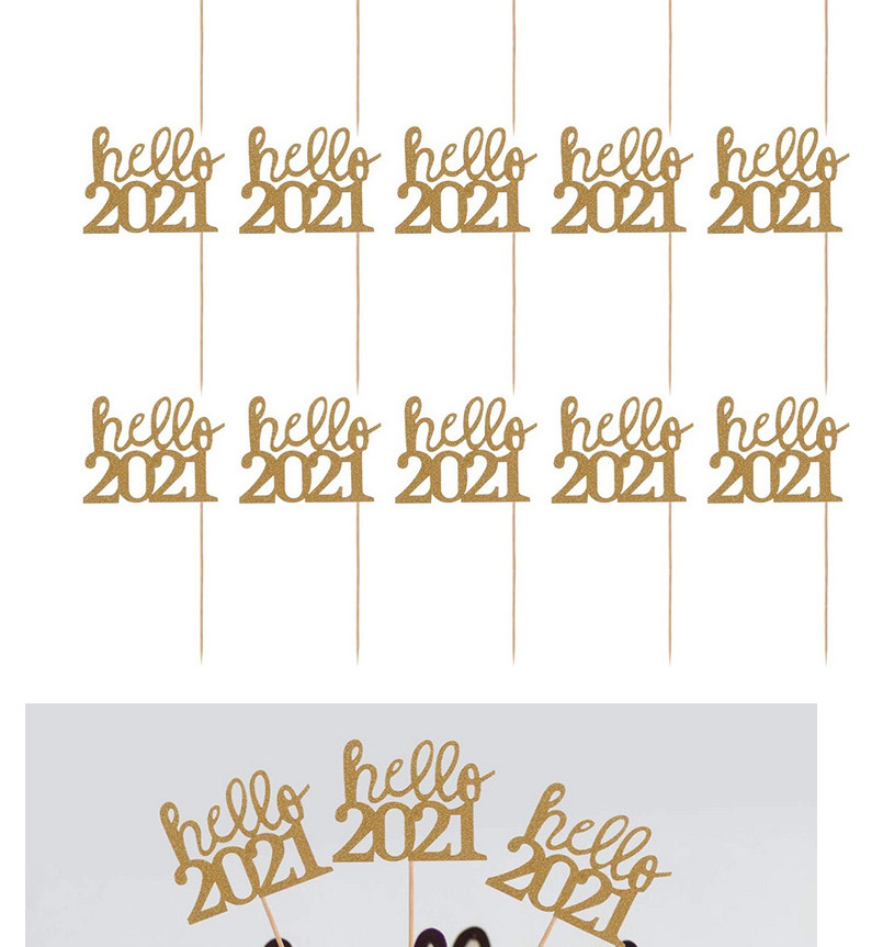 Fashion Gold 12 Pieces Digital Cake Glitter Decoration Card,Household goods