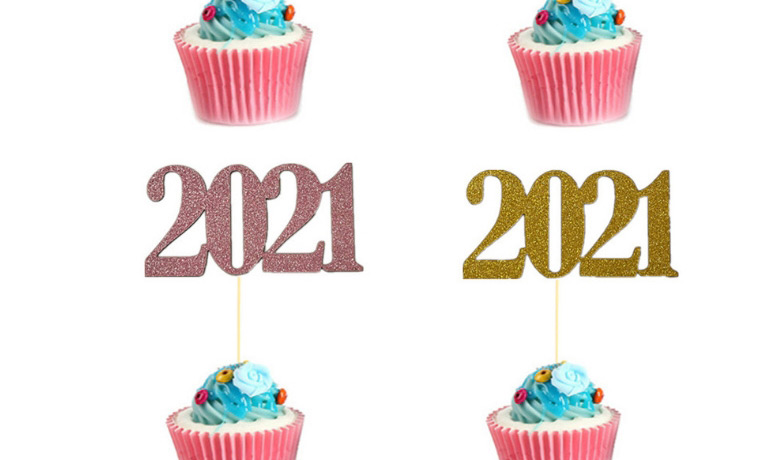 Fashion Black 12 Pieces New Years Day New Years Day Holiday Party Cake Plugin,Household goods