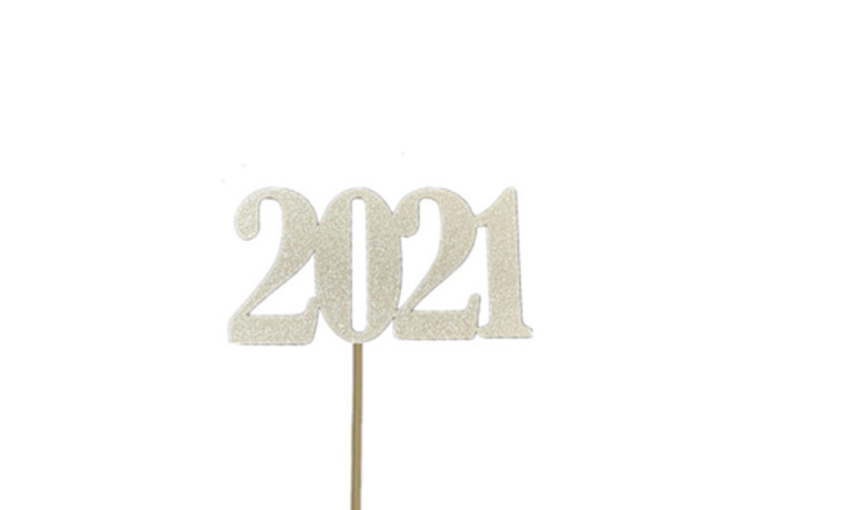 Fashion Silver 12 Pieces New Years Day New Years Day Holiday Party Cake Plugin,Household goods