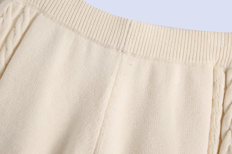 Fashion Apricot Eight-strand Knitted Elastic Waist Knit Shorts,Shorts