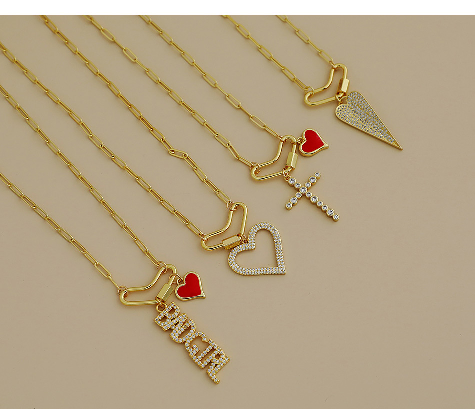 Fashion Love Copper Inlaid Zircon Thick Chain Love Necklace,Necklaces