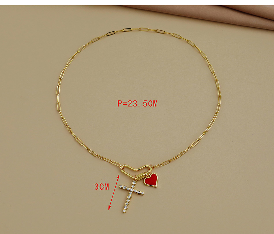 Fashion Love Copper Inlaid Zircon Thick Chain Love Necklace,Necklaces