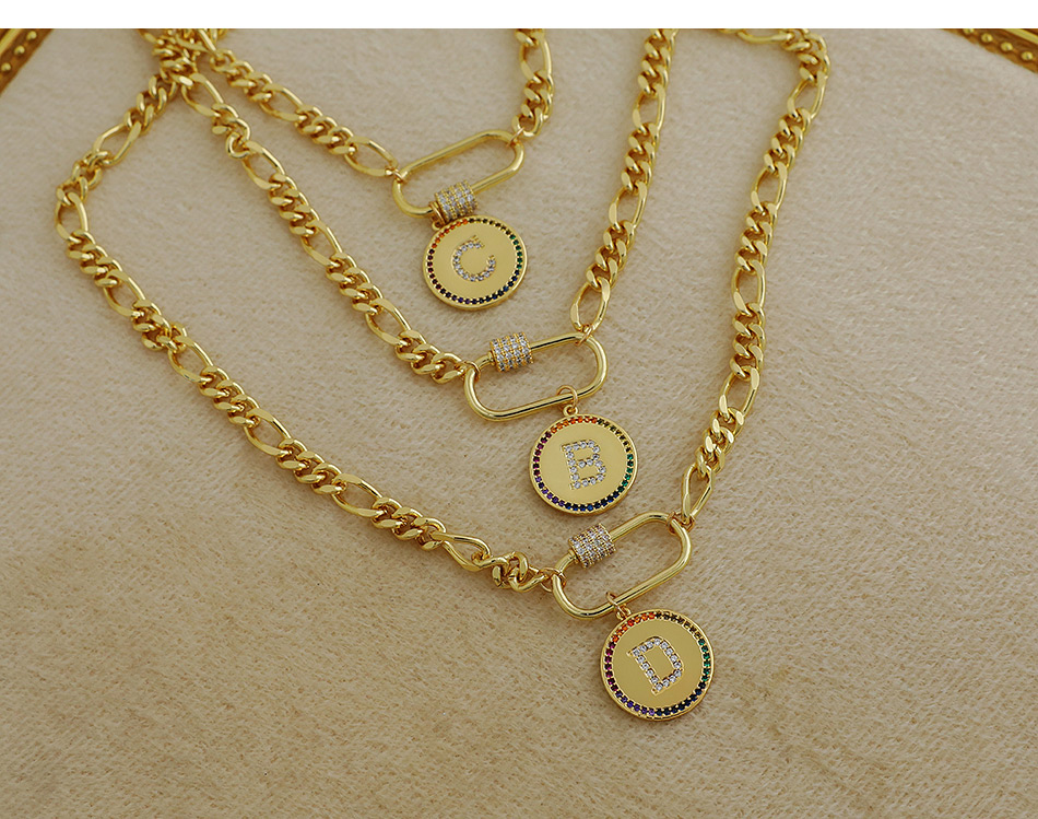 Fashion E 26 Letters Thick Chain Necklace With Copper And Zircon,Necklaces