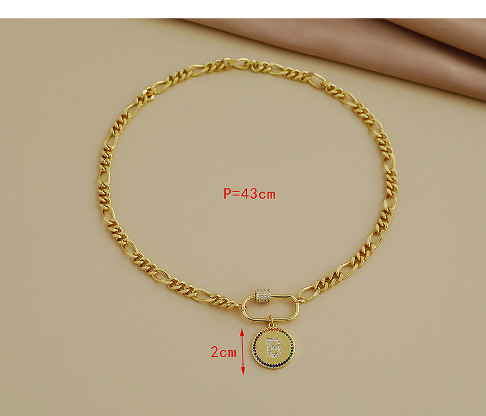 Fashion F 26 Letters Thick Chain Necklace With Copper And Zircon,Necklaces
