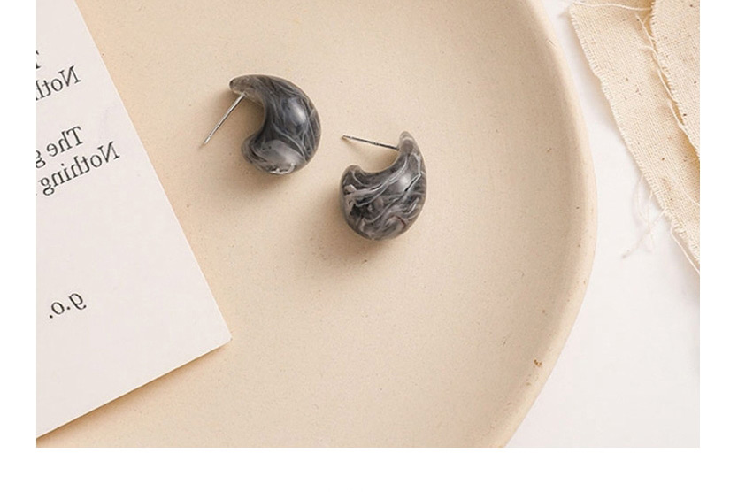 Fashion Coffee Color S927 Silver Needle Drop Resin Earrings,Stud Earrings