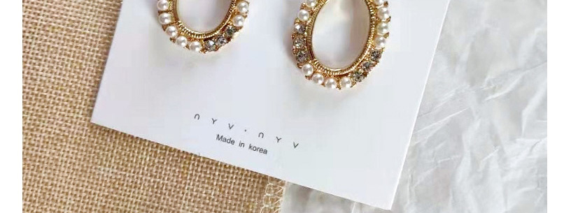 Fashion Golden Pearl Rhinestone Earrings,Stud Earrings