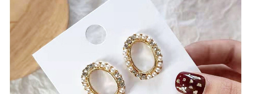 Fashion Golden Pearl Rhinestone Earrings,Stud Earrings