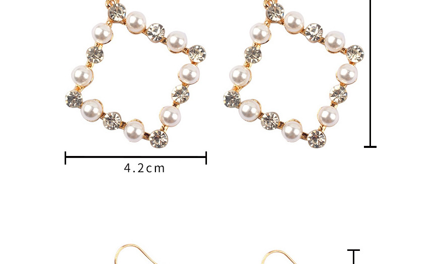 Fashion A Gold Pearl Geometric Digital Diamond Earrings,Drop Earrings