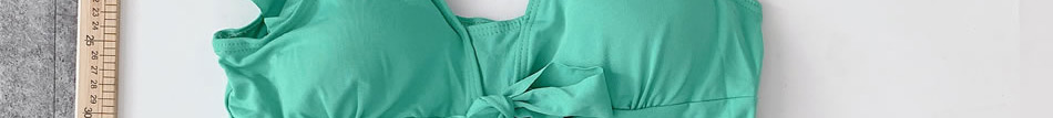 Fashion Green Split Print Ruffle Shorts Top Swimsuit,Bikini Sets