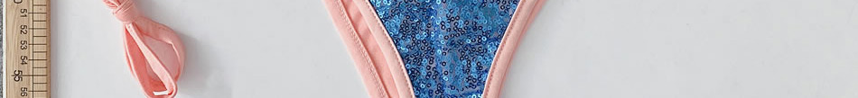Fashion Blue Sequined Tether Split Swimsuit,Bikini Sets